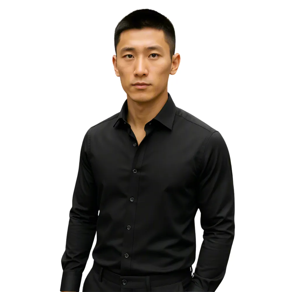 Men Long Sleeve Stretch Office Shirt