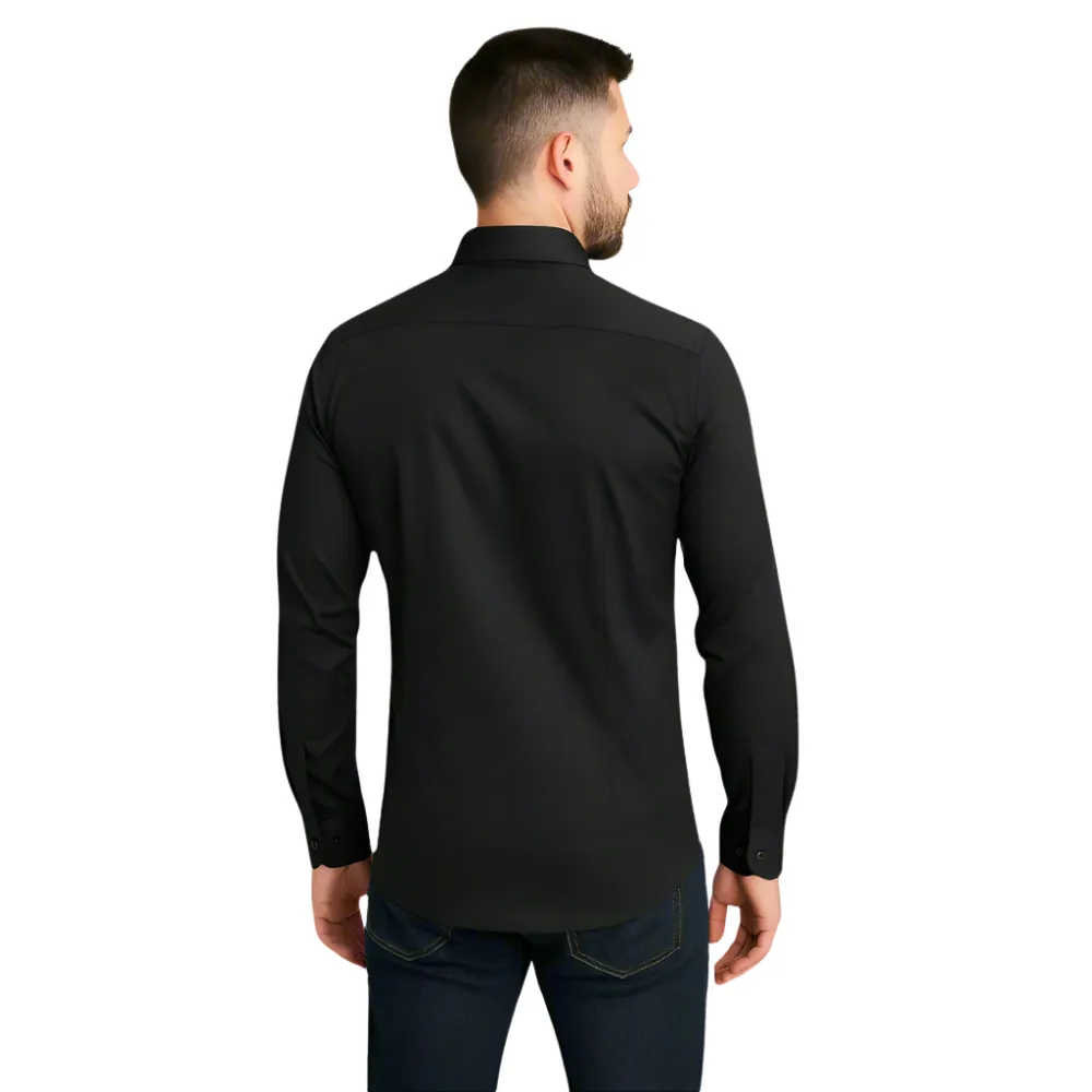 Men Long Sleeve Stretch Office Shirt