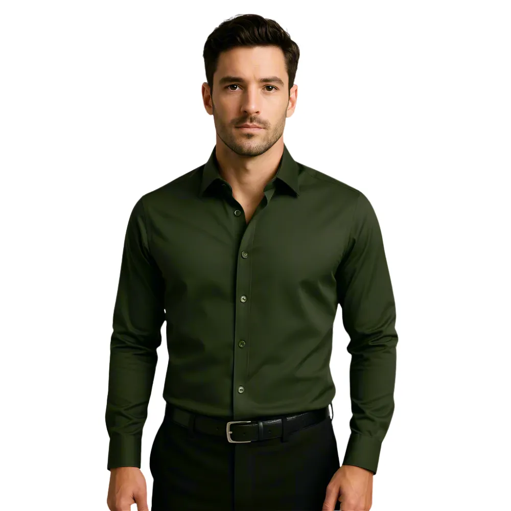 Men Long Sleeve Stretch Office Shirt