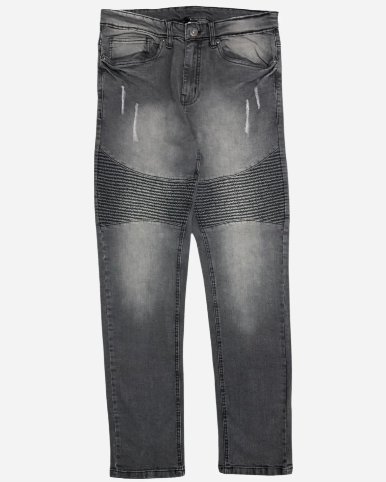 Men's Biker Denim Straight Fit Ripped Denim Jeans