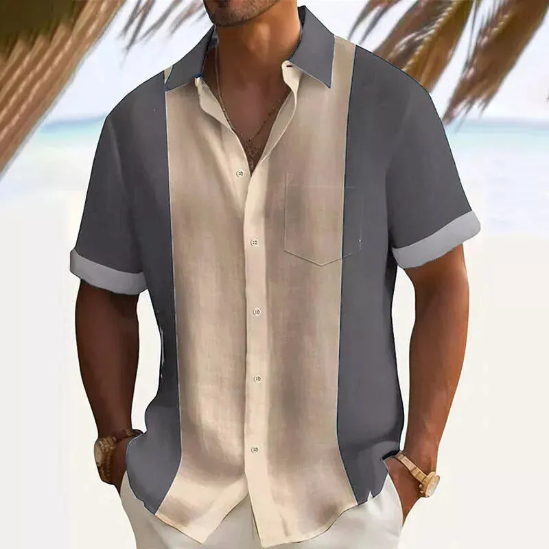 Men's Classic Contrast Print Short Sleeve Shirt