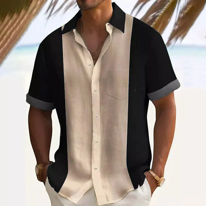 Men's Classic Contrast Print Short Sleeve Shirt