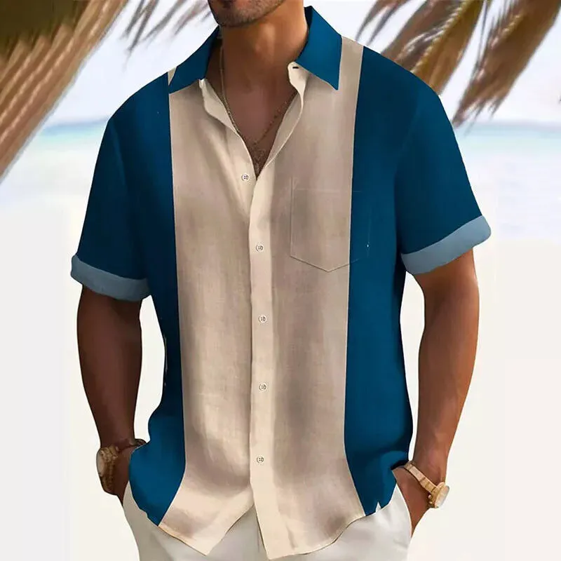 Men's Classic Contrast Print Short Sleeve Shirt
