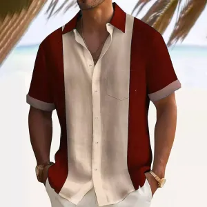 Men's Classic Contrast Print Short Sleeve Shirt