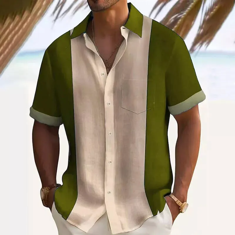 Men's Classic Contrast Print Short Sleeve Shirt