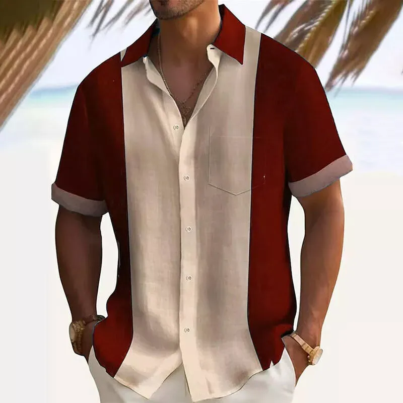 Men's Classic Contrast Print Short Sleeve Shirt