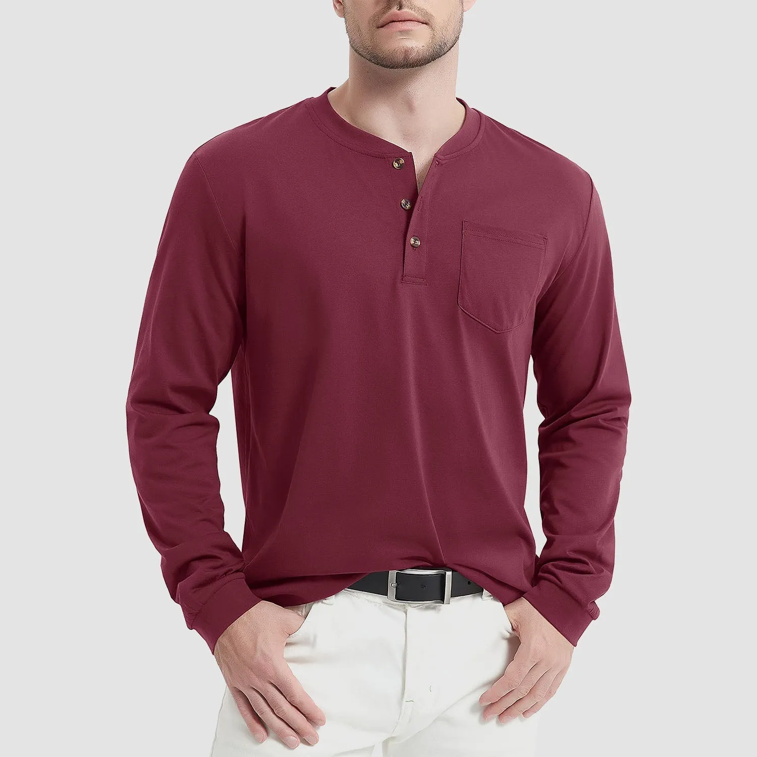Men’s Classic Long Sleeve Button-Down Collar Tee