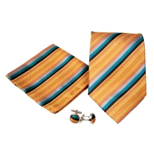 Men's Classic Orange-Blue Pattern Design 4-pc Necktie Box Set