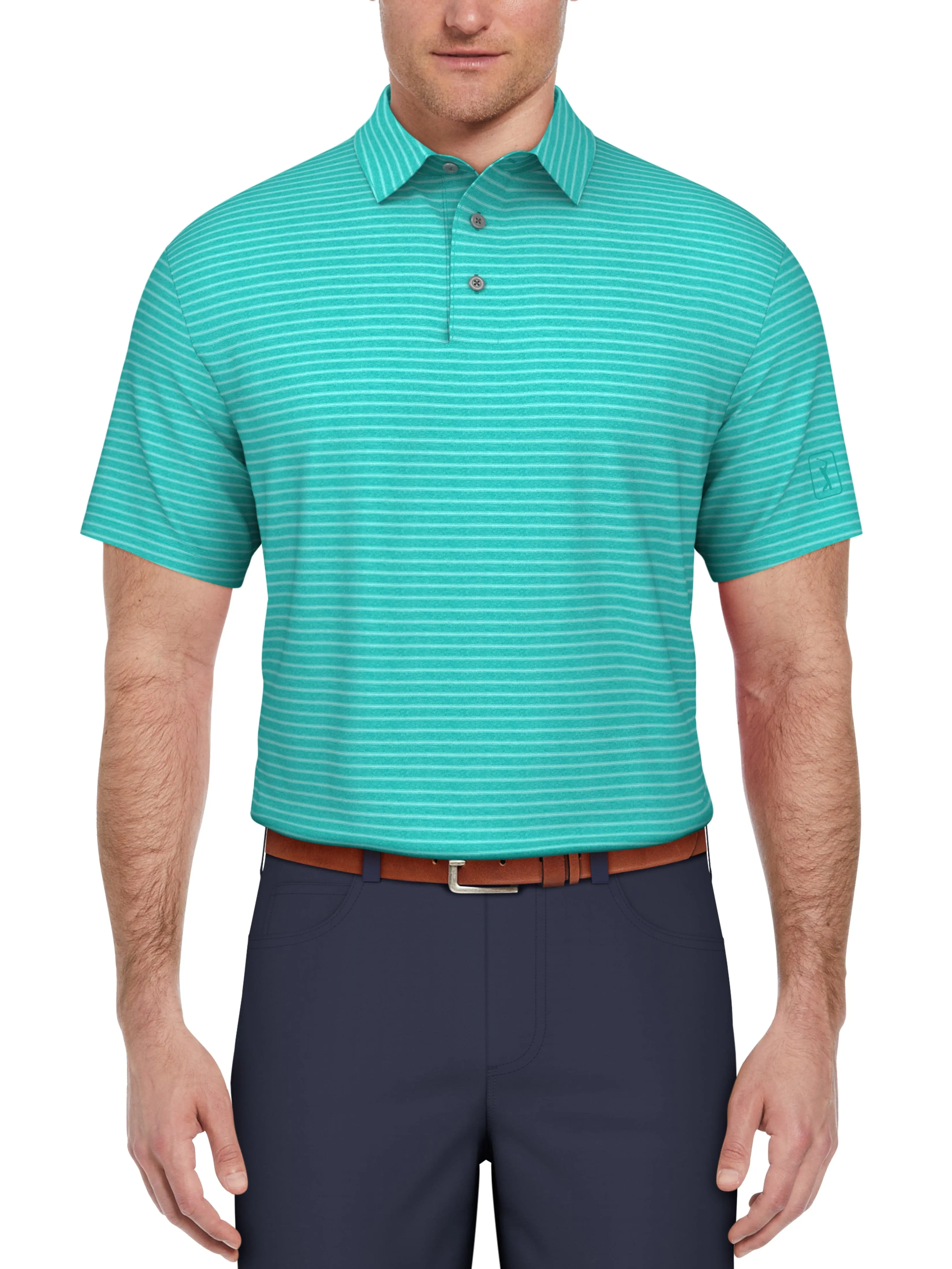Men's Heather Feeder Stripe Golf Polo