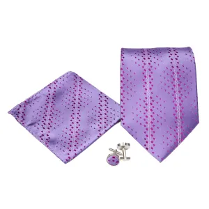 Men's Purple Striped Geometric Pattern Design 4-pc Necktie Box Set