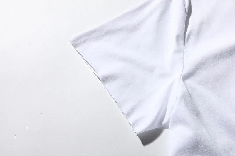 Men's Street Style Hip-Hop Round Neck Fashion Personality Hem Short Sleeves T-shirt