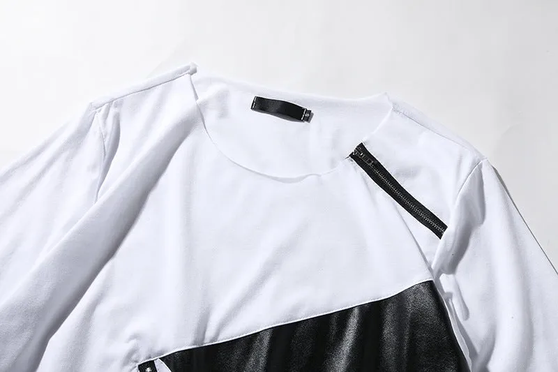 Men's Street Style Hip-Hop Round Neck Fashion Personality Hem Short Sleeves T-shirt