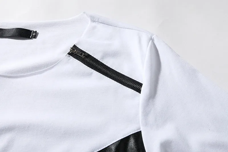 Men's Street Style Hip-Hop Round Neck Fashion Personality Hem Short Sleeves T-shirt