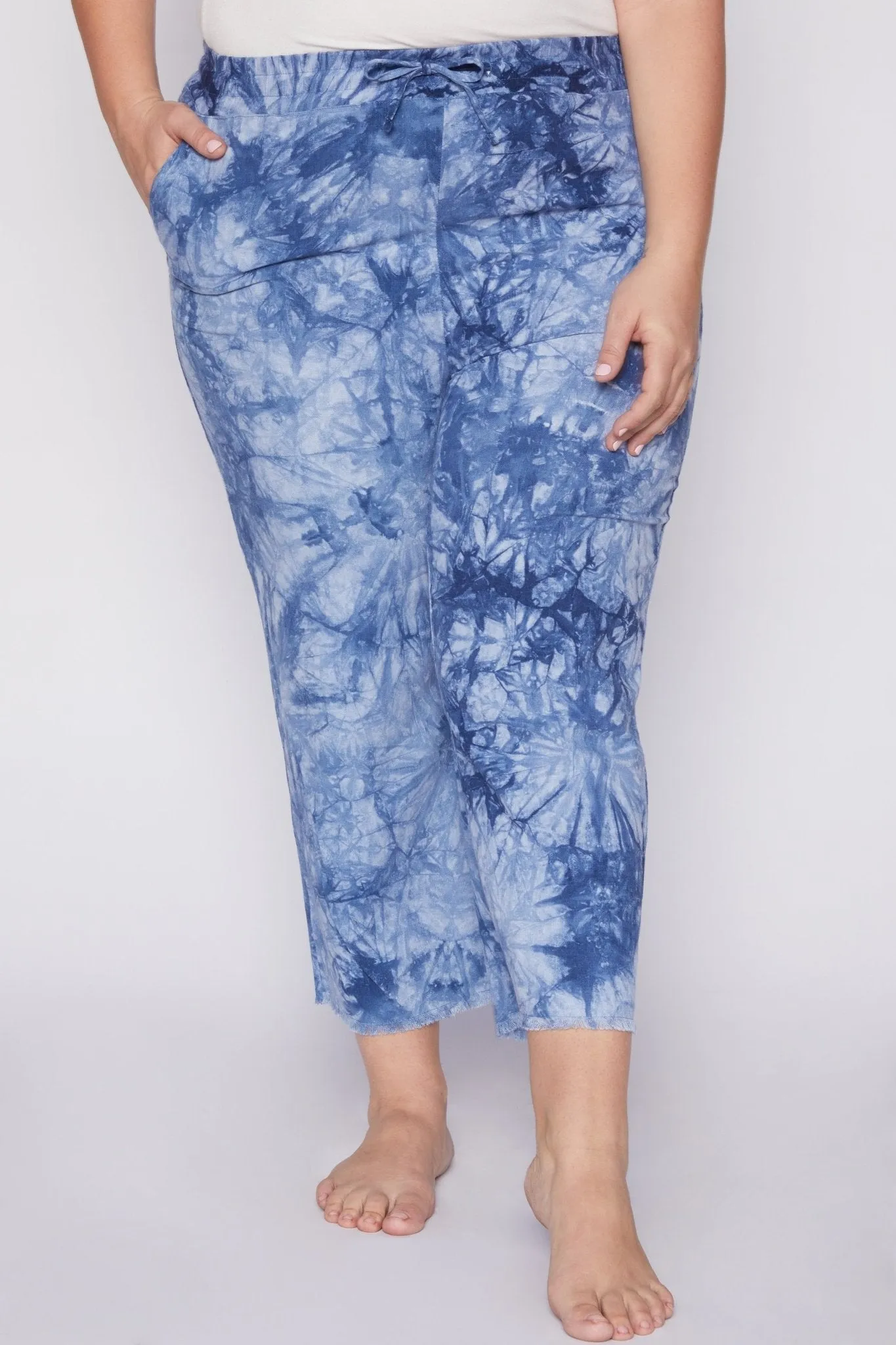 Missy Plus Size Linen Lounge Pants With Frayed Hem 6 Pack