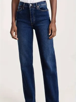Mittelblaue Straight Jeans - Lena