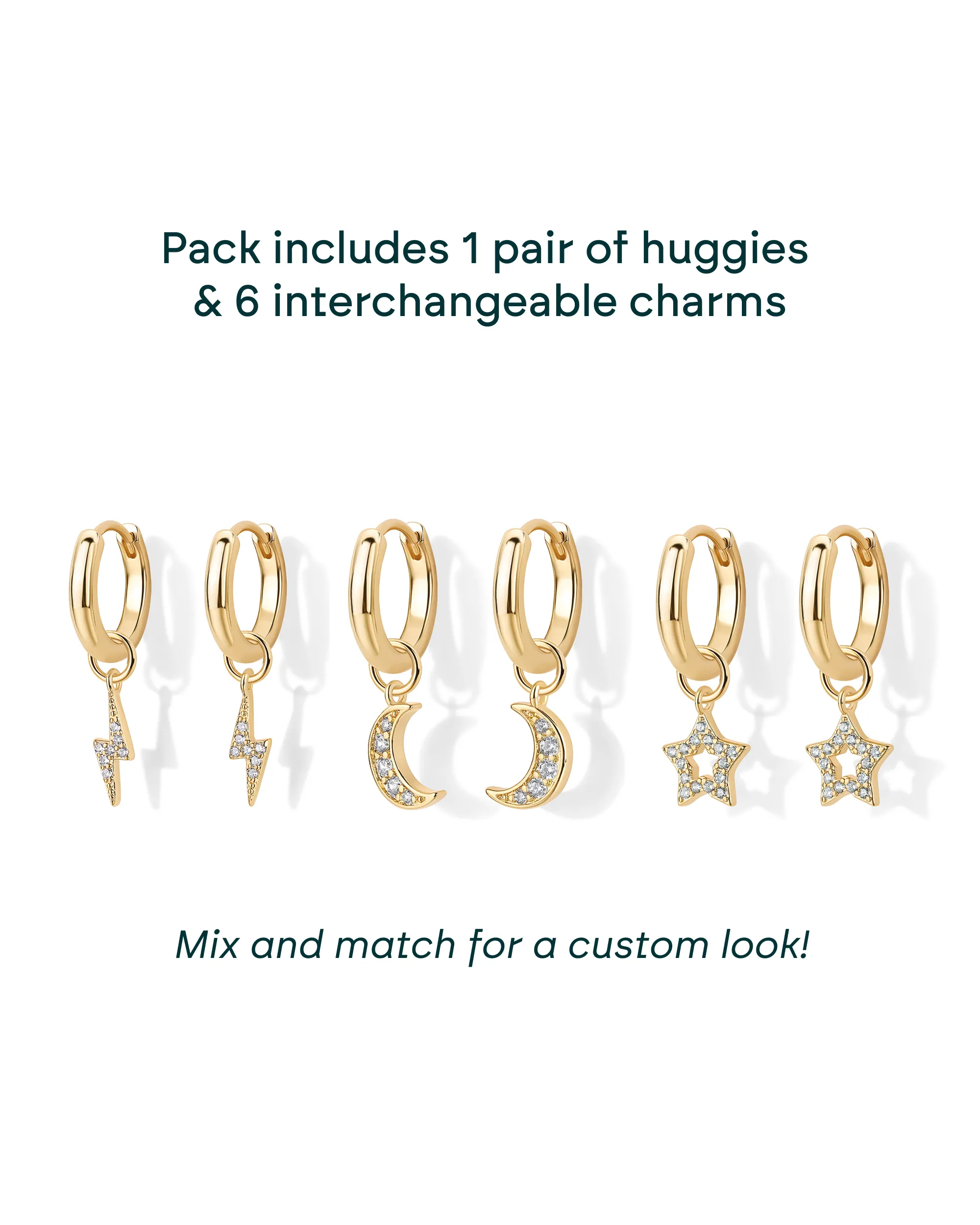 Mix and Match Huggie and Celestial Charm Set
