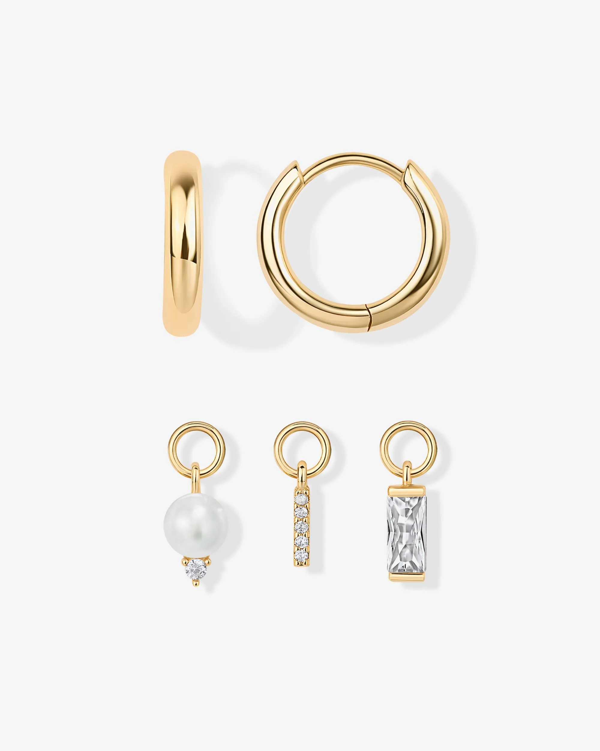Mix and Match Huggie and Pearl Charm Set