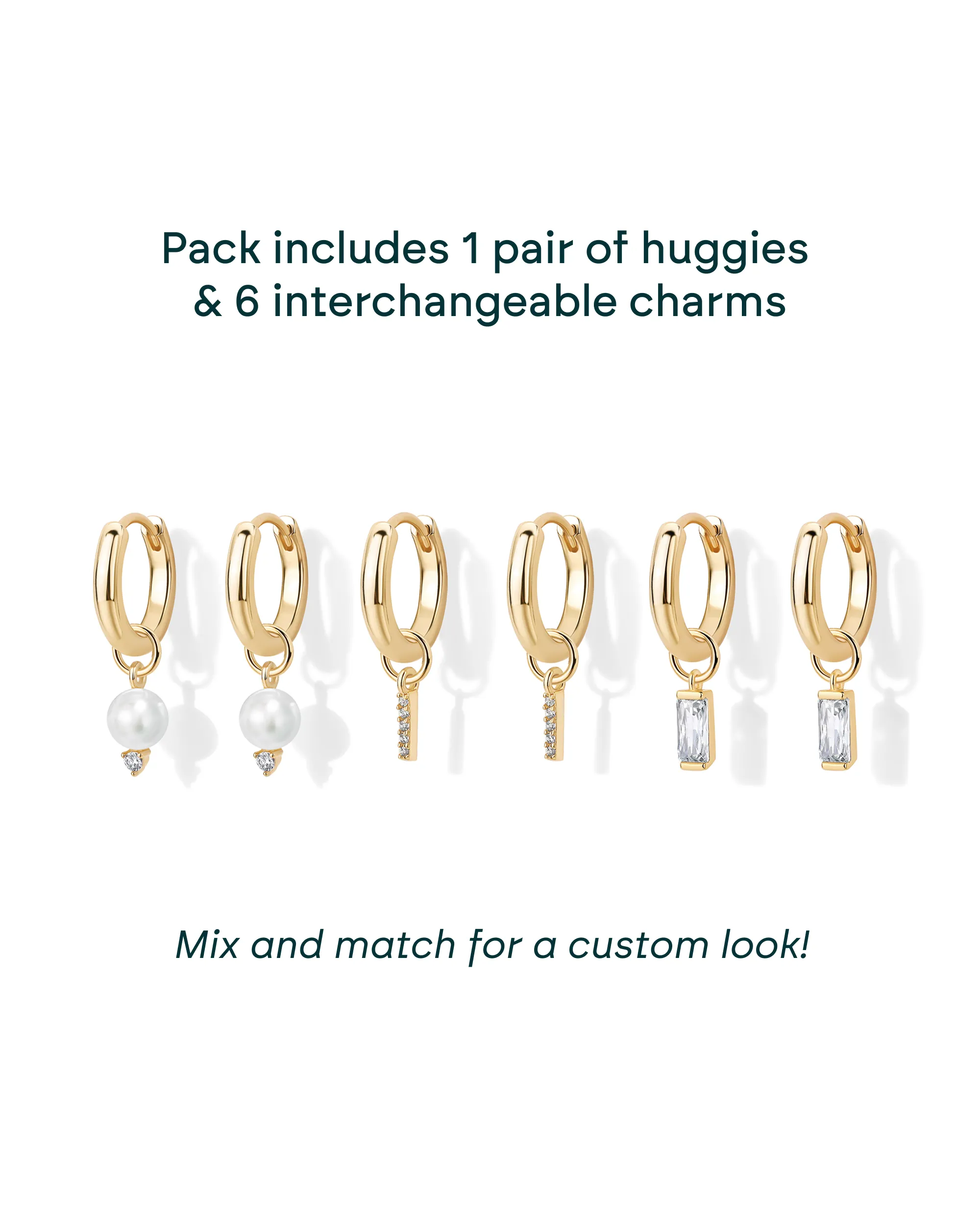 Mix and Match Huggie and Pearl Charm Set