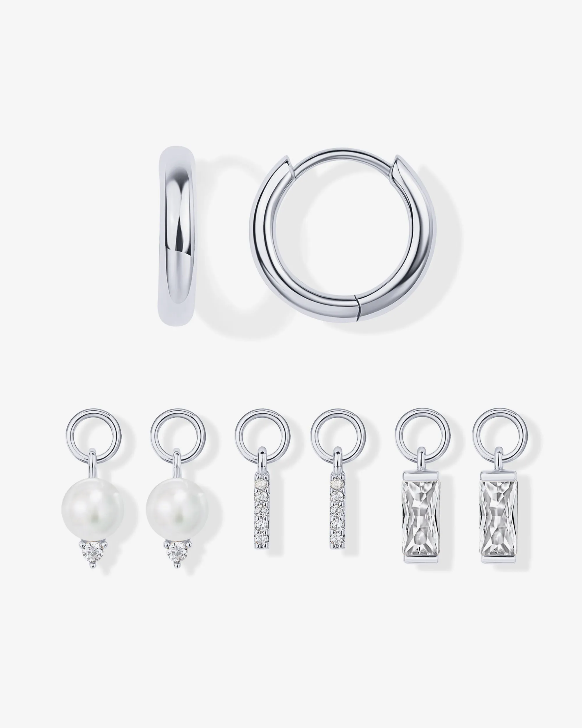 Mix and Match Huggie and Pearl Charm Set