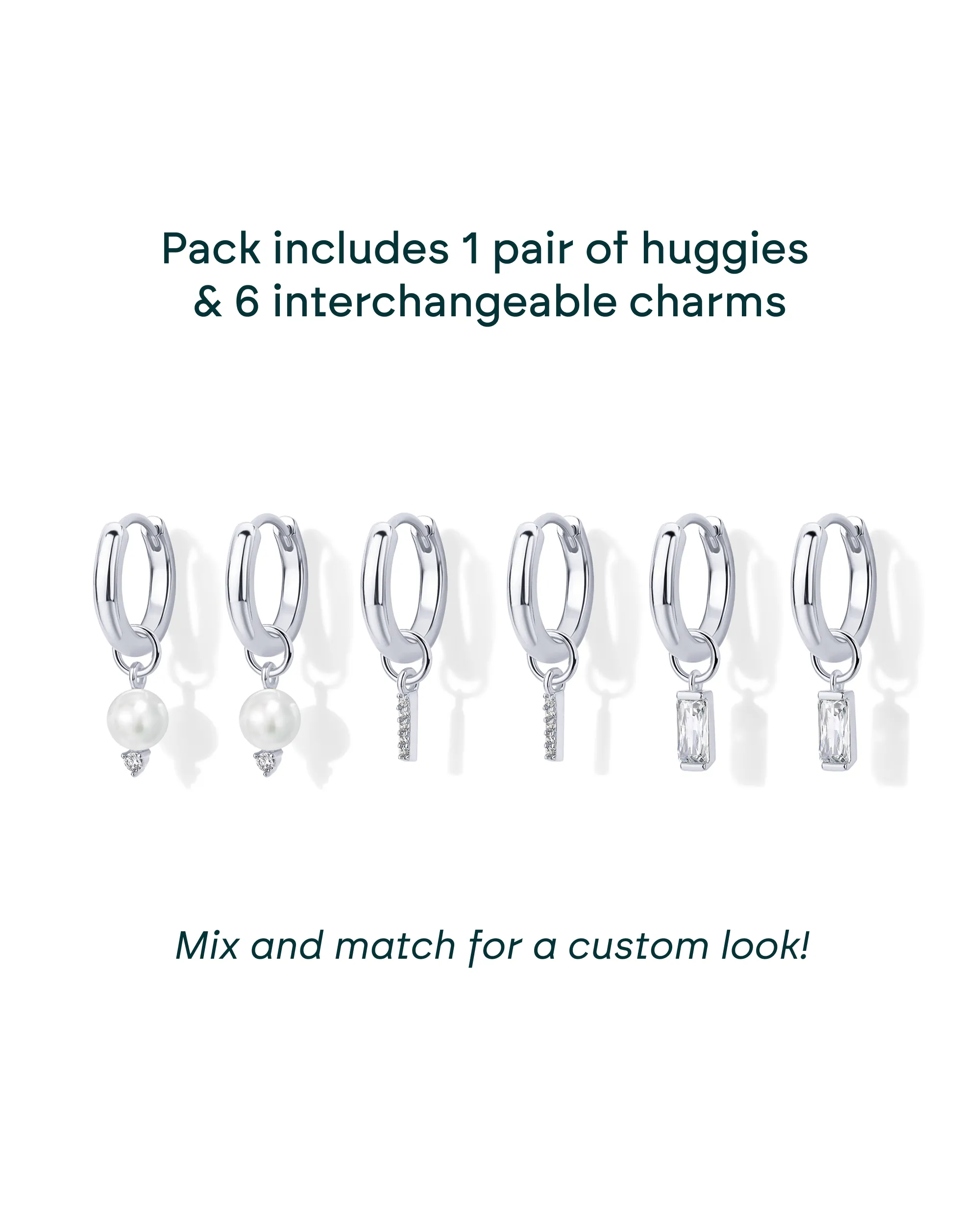 Mix and Match Huggie and Pearl Charm Set