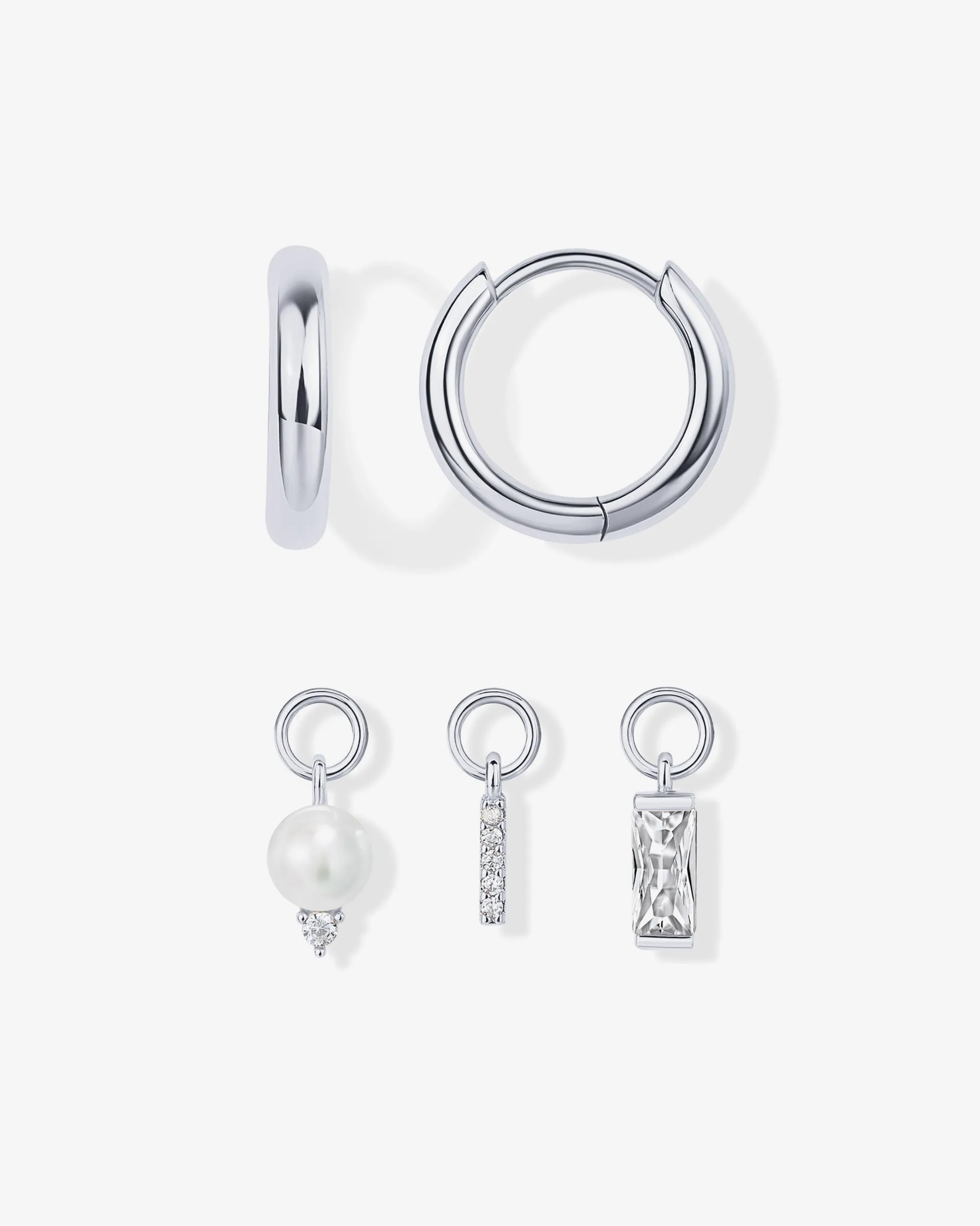 Mix and Match Huggie and Pearl Charm Set