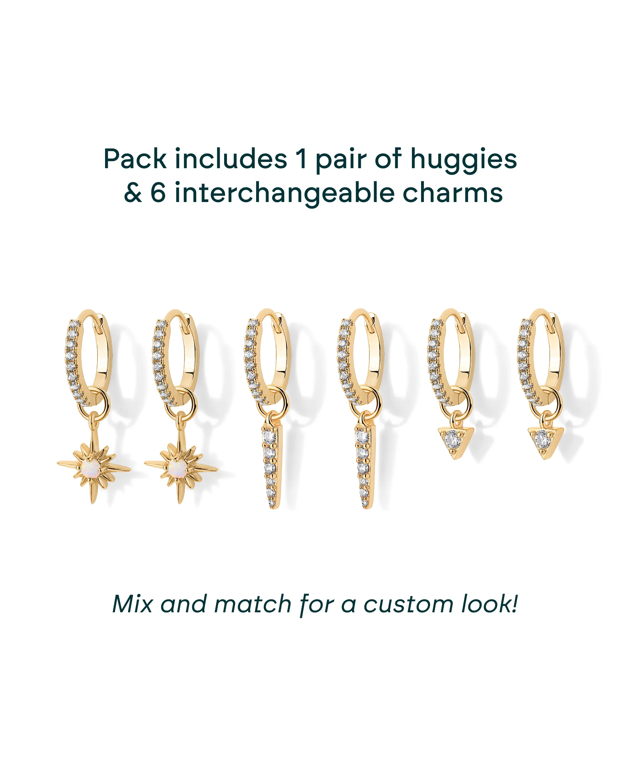Mix and Match Huggie and Star Charm Set