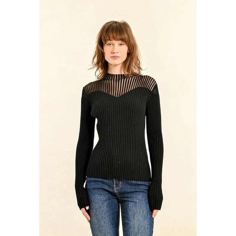 Molly Bracken Essential Rib Sweater -  Black