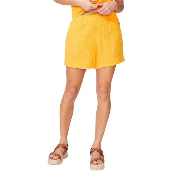 Monrow Gauze Flowy Shorts - Mango - Size Small