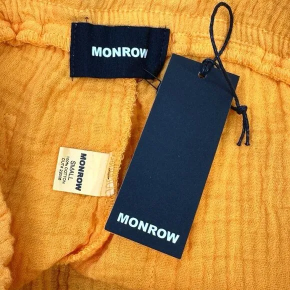 Monrow Gauze Flowy Shorts - Mango - Size Small