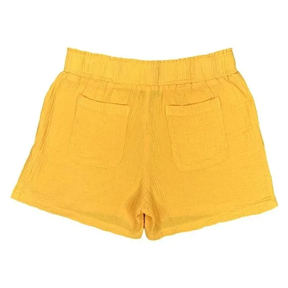 Monrow Gauze Flowy Shorts - Mango - Size Small