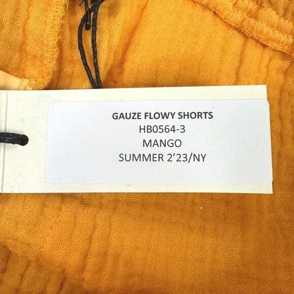 Monrow Gauze Flowy Shorts - Mango - Size Small