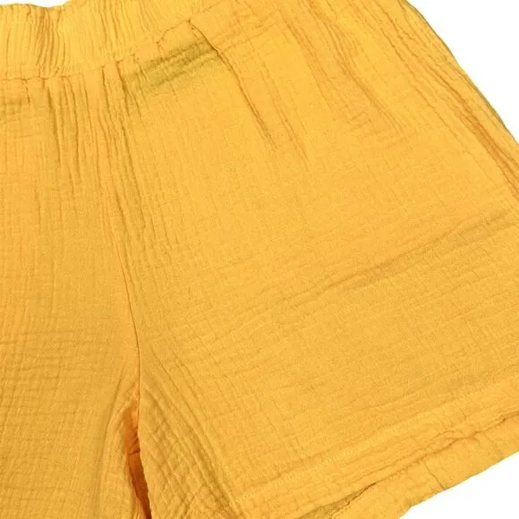 Monrow Gauze Flowy Shorts - Mango - Size Small