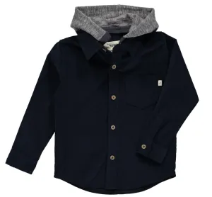Navy Hooded Corduroy Top