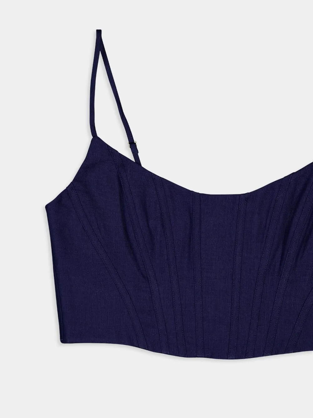 Navy Pleated Crop Top