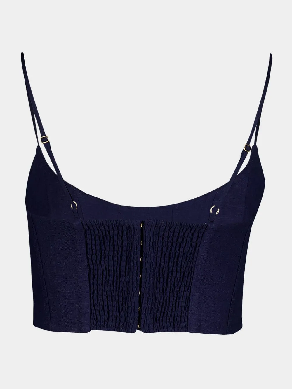 Navy Pleated Crop Top
