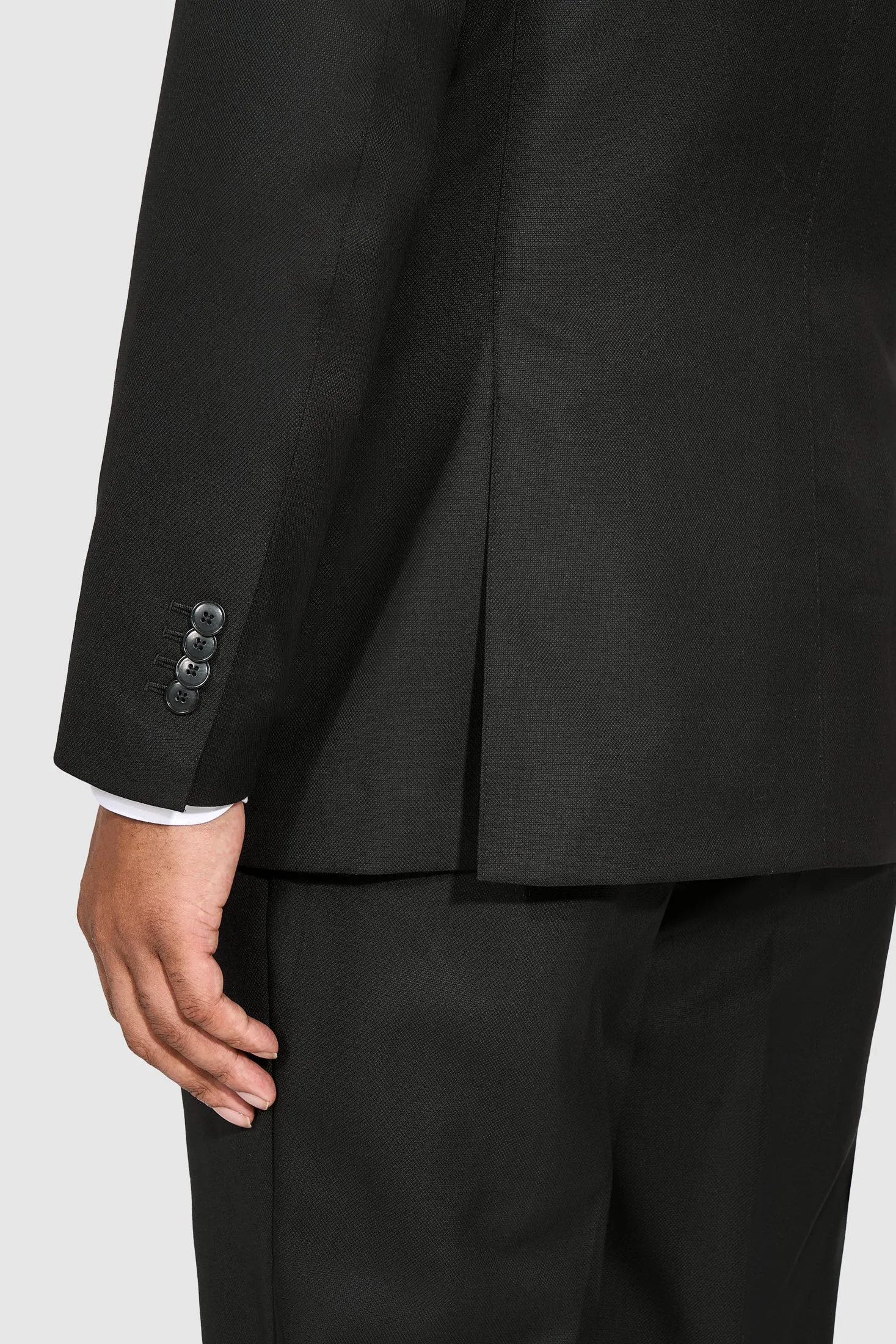 New SUITREVIEW Elmhurst Black Pure Wool Super 130s All Season DB Suit - Size 40R (Other Sizes Made To Order)