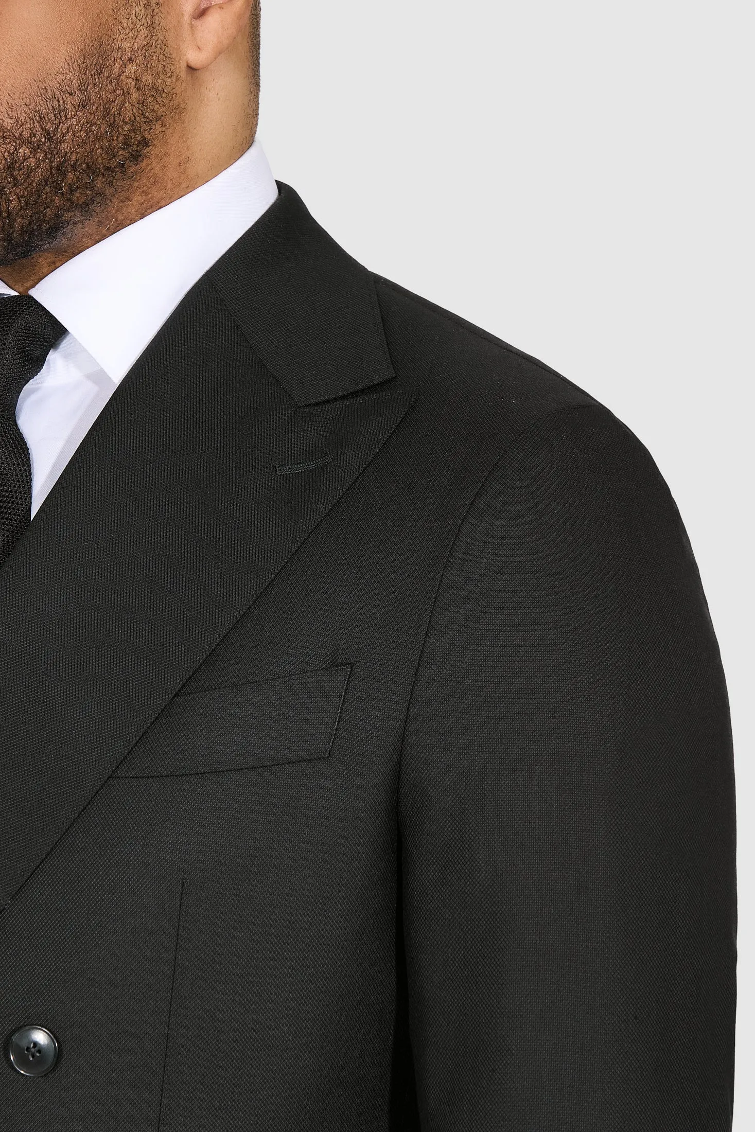 New SUITREVIEW Elmhurst Black Pure Wool Super 130s All Season DB Suit - Size 40R (Other Sizes Made To Order)