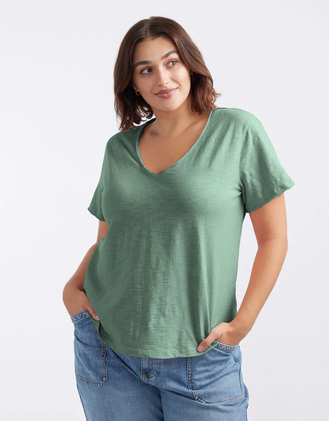 Original V Neck T-Shirt - Thyme