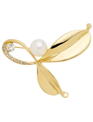 PEARL LEAF BROOCH