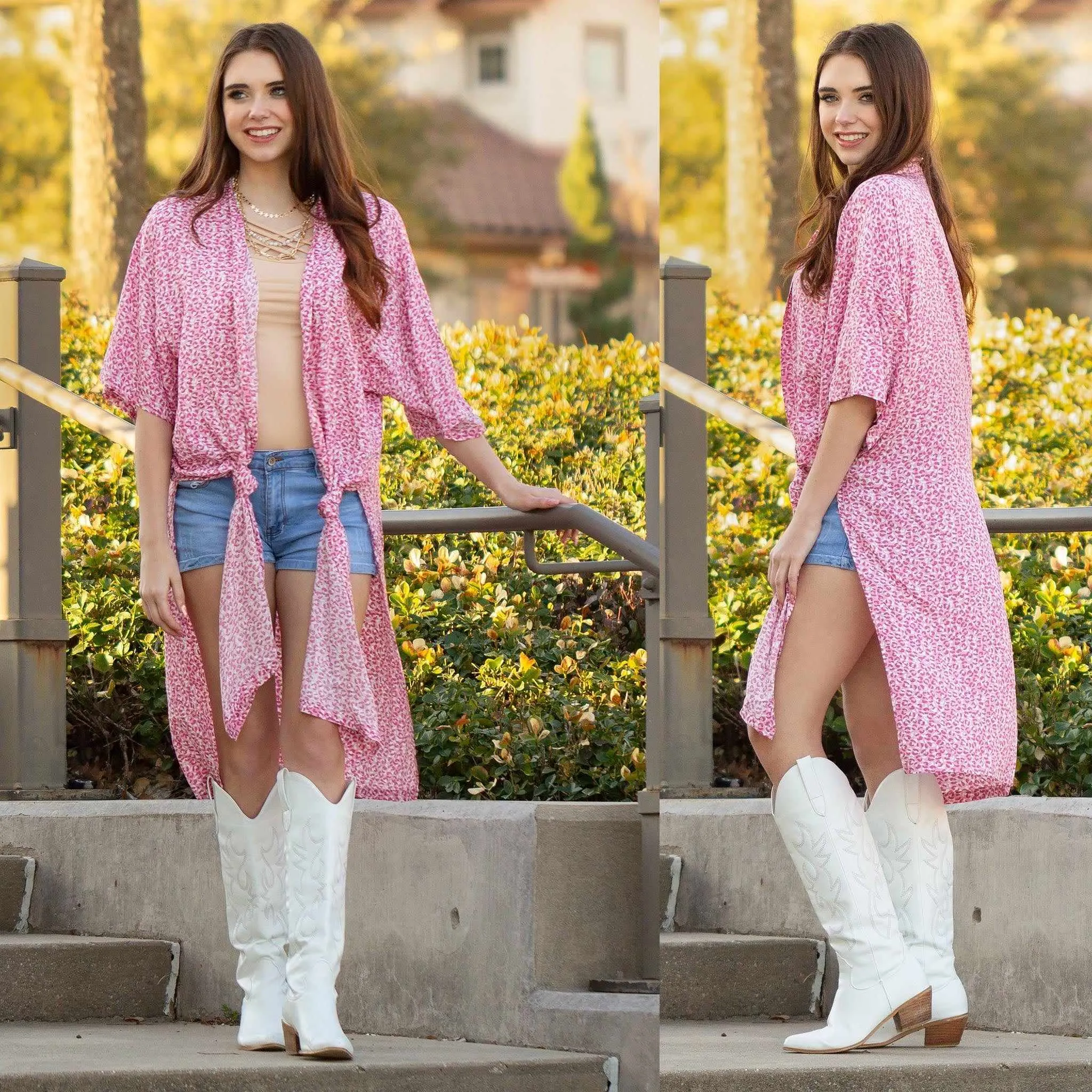 Pink Leopard print  Kimono