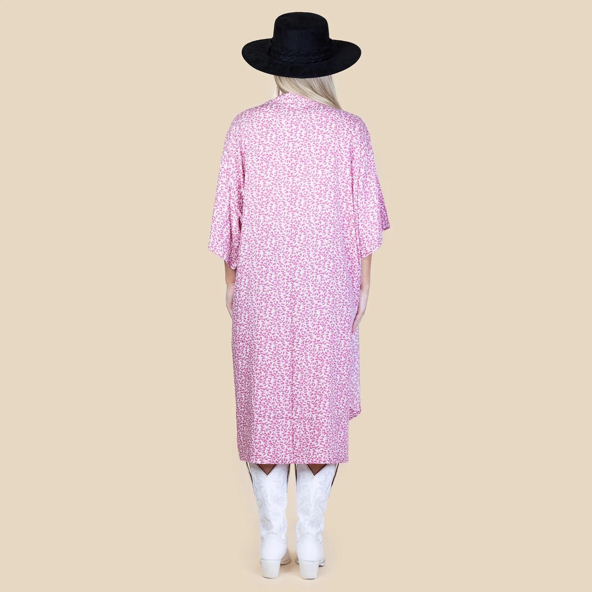 Pink Leopard print  Kimono