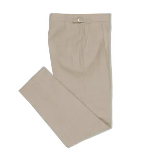Pleat Front Trouser in Oatmeal High Twist Wool