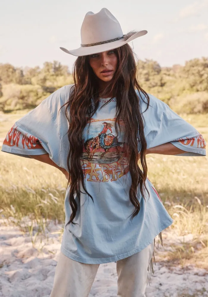 PRE SALE The Very Oversized Flaming Cowboy Tee - Sky