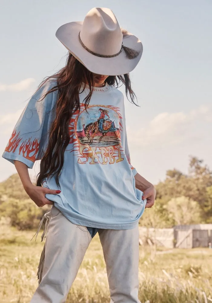 PRE SALE The Very Oversized Flaming Cowboy Tee - Sky