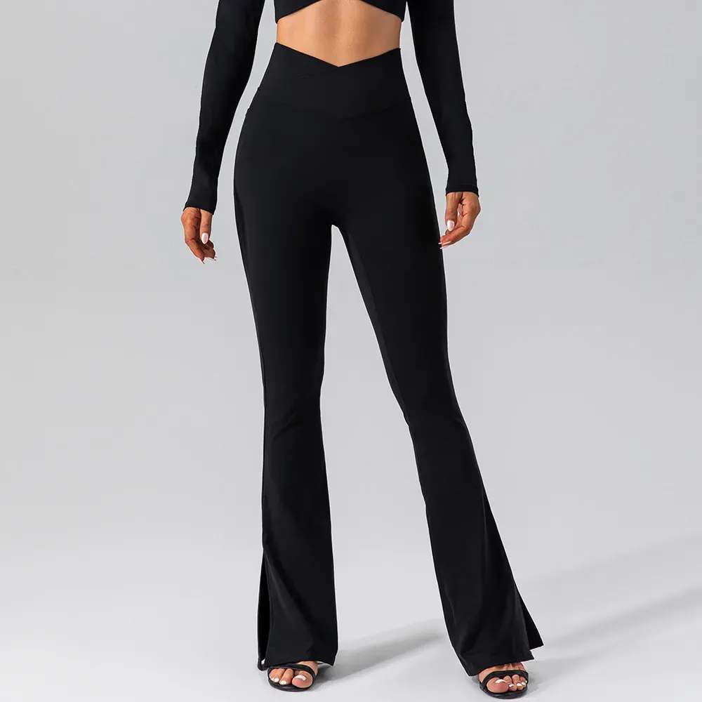 Prism High-Waist Crossover Flare Stretch Pants