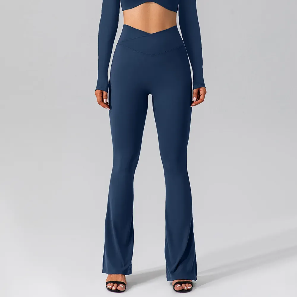 Prism High-Waist Crossover Flare Stretch Pants