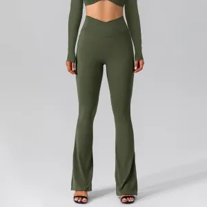 Prism High-Waist Crossover Flare Stretch Pants