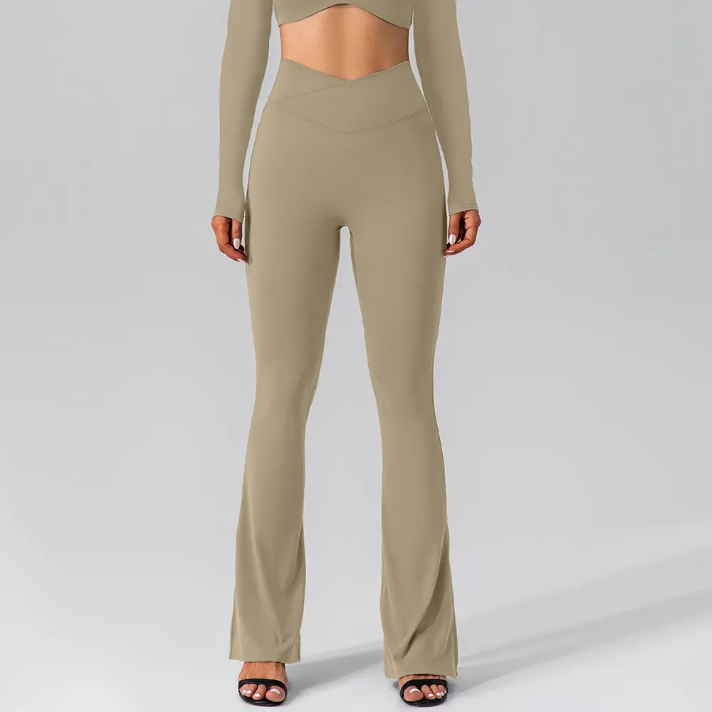 Prism High-Waist Crossover Flare Stretch Pants