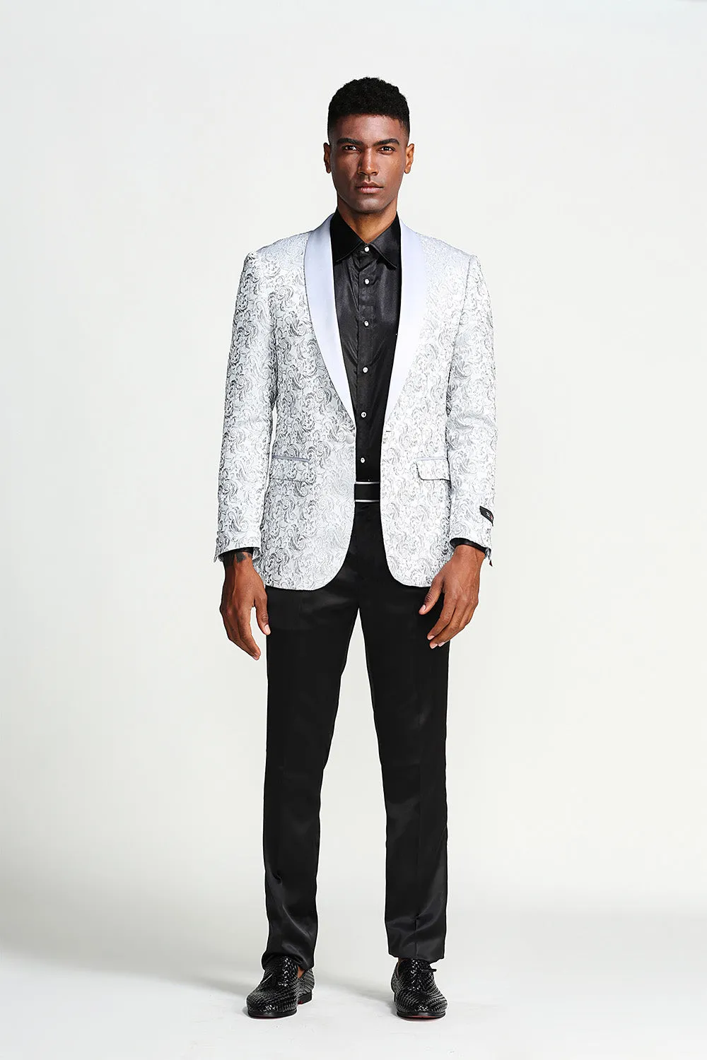 "Everett" Silver Tuxedo Jacket (Separates)