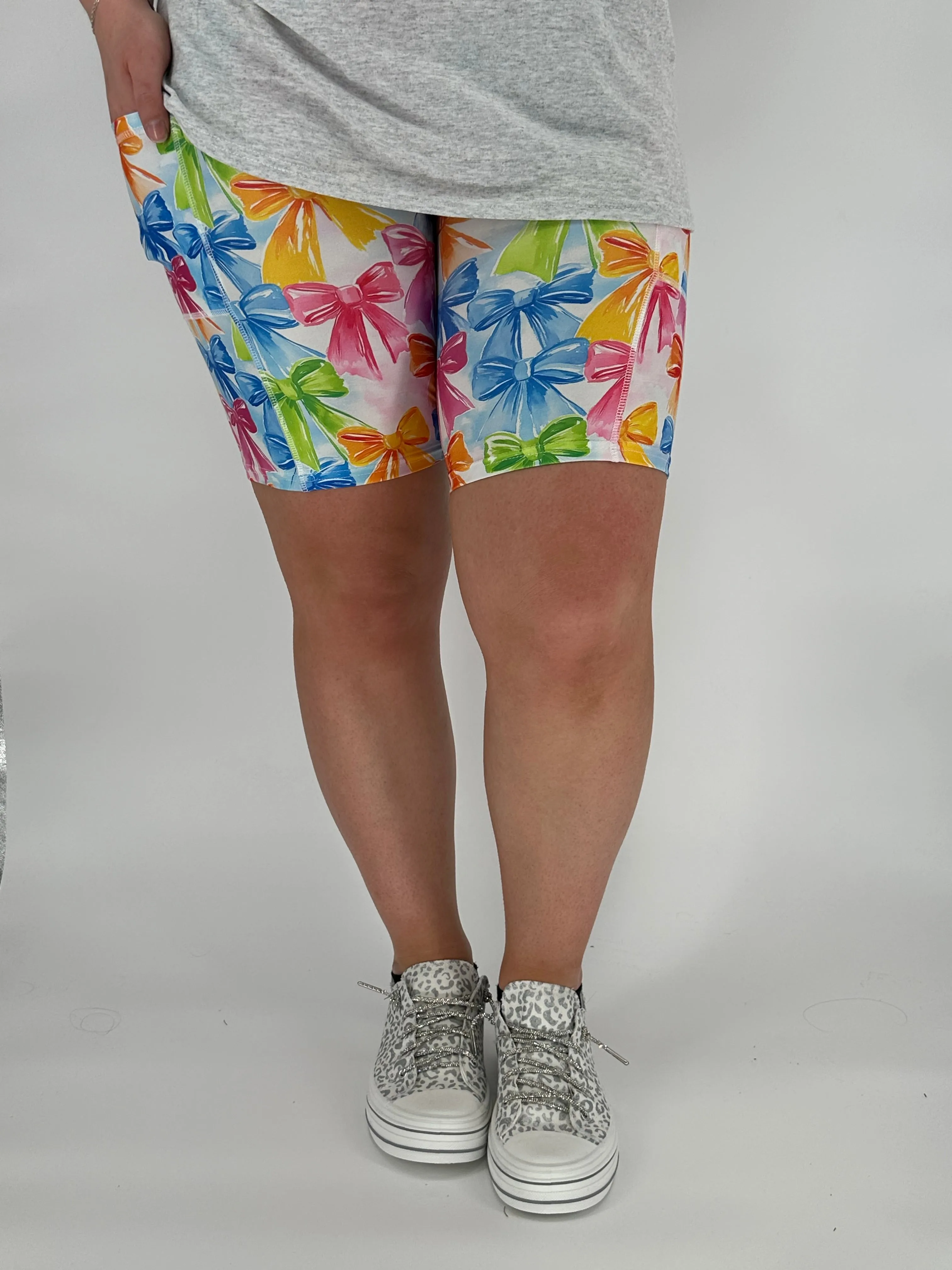 Rainbow Bow Biker Shorts w/ Pockets